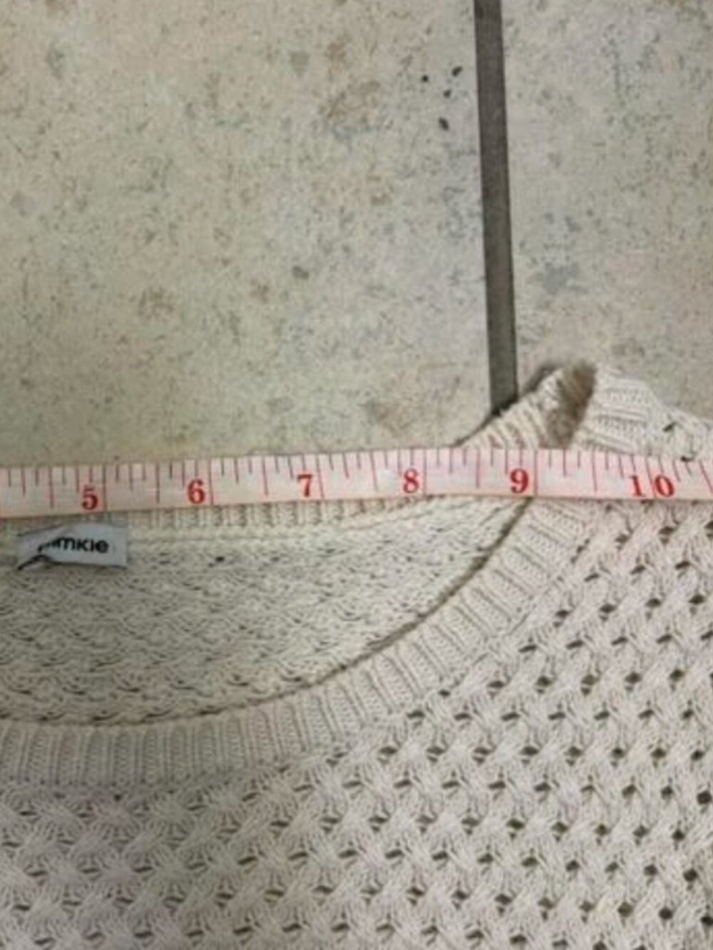 PIMKIE Women's Cream Sweater Small Open Knit Crew Neck Classic Old Money - Picture 3 of 5
